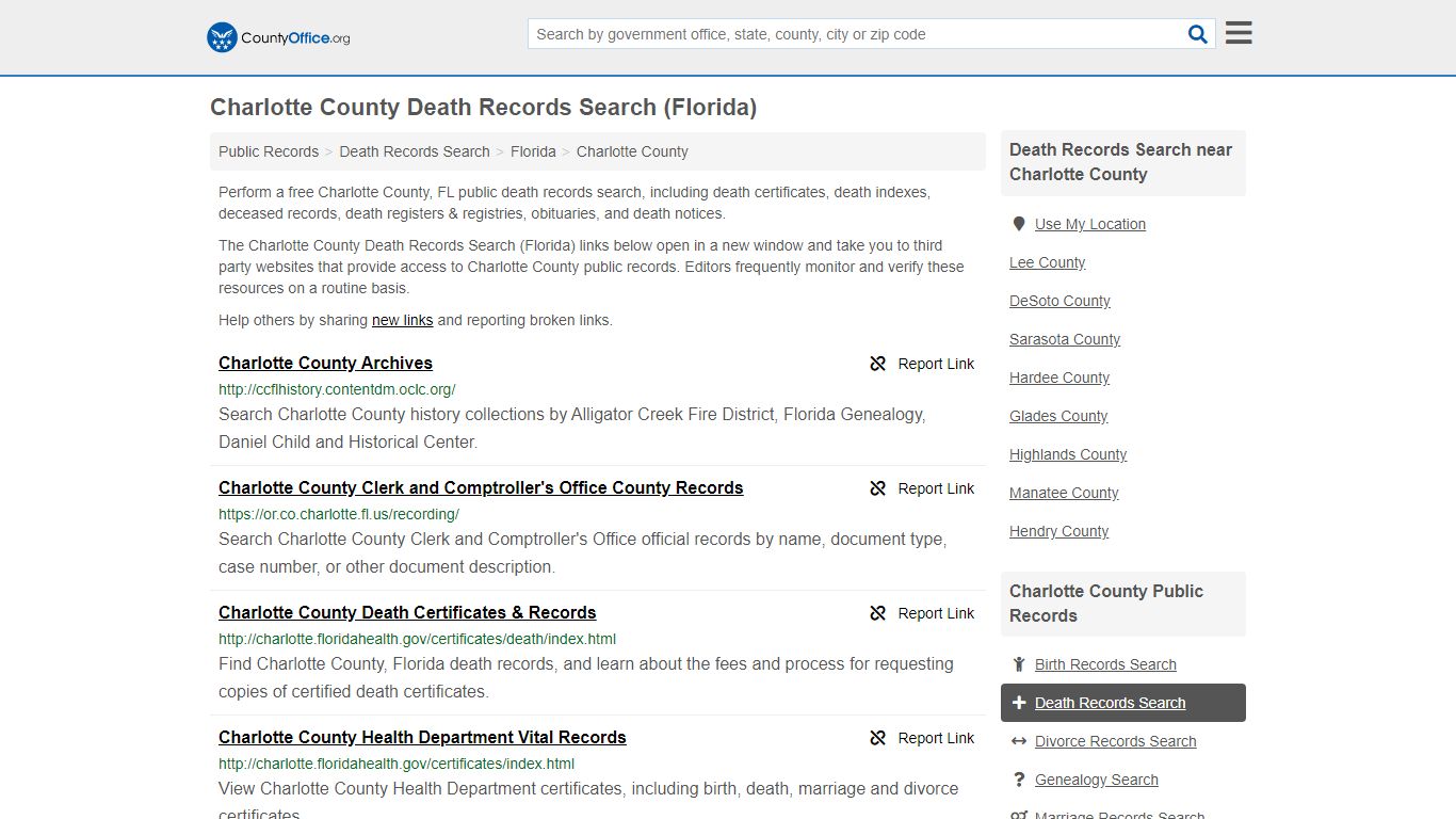 Death Records Search - Charlotte County, FL (Death ...