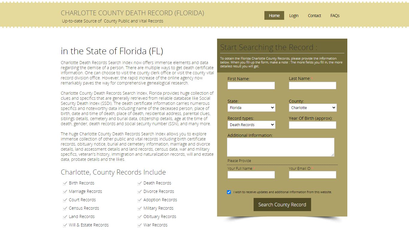 Charlotte County, Florida Public Death Records with SSN