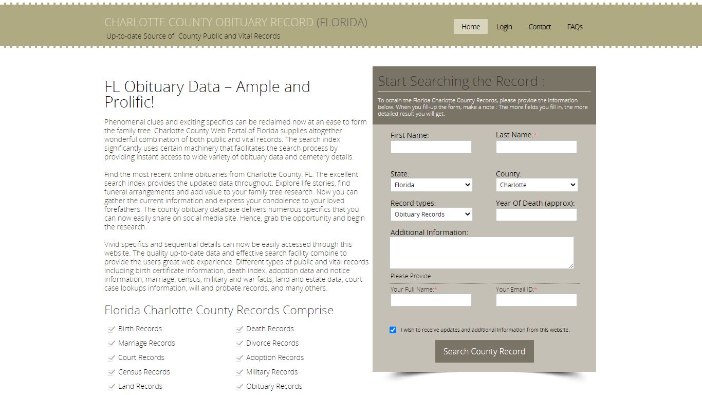 Charlotte County, Florida Obituary Death Notice Index