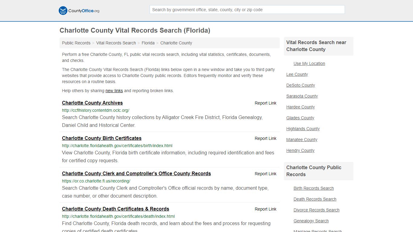 Vital Records Search - Charlotte County, FL (Birth, Death ...